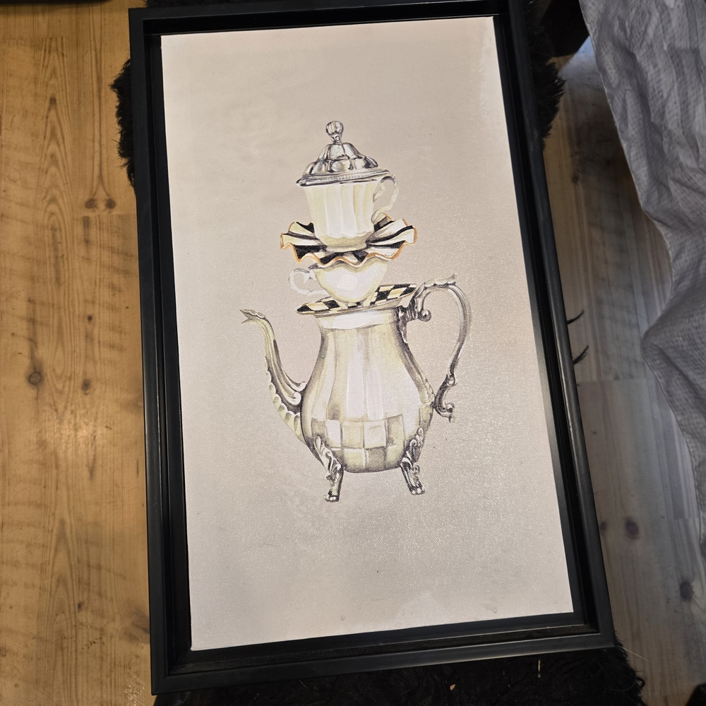 MacKenzie-Childs Silver and Gold Teapot Painting